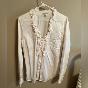 Banana Republic white ruffle button up blouse - size 14